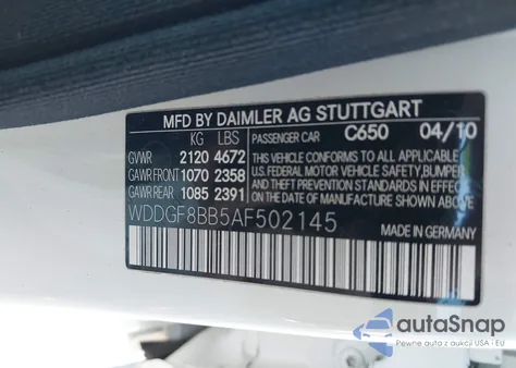 2010 Mercedes-Benz C 300 Luxury 4Matic/Sport 4Matic z USA, uszkodzony, nr VIN WDDGF8BB5AF502145